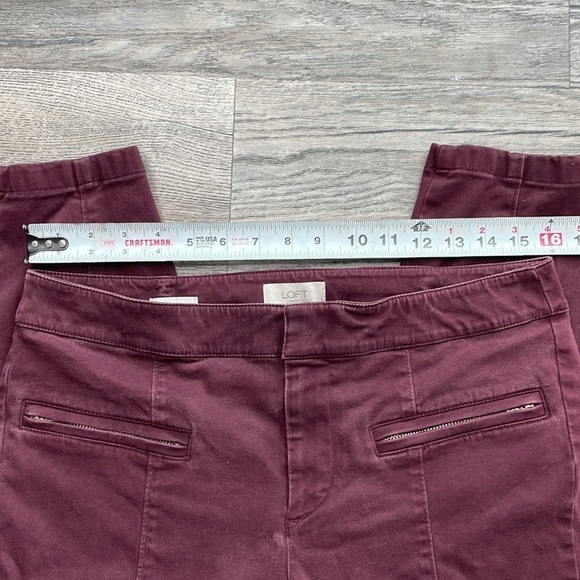 Loft Outlet Women’s Maroon, Wine, Mid Rise Modern Skinny Ankle Pants, size 6 - Picture 5 of 11
